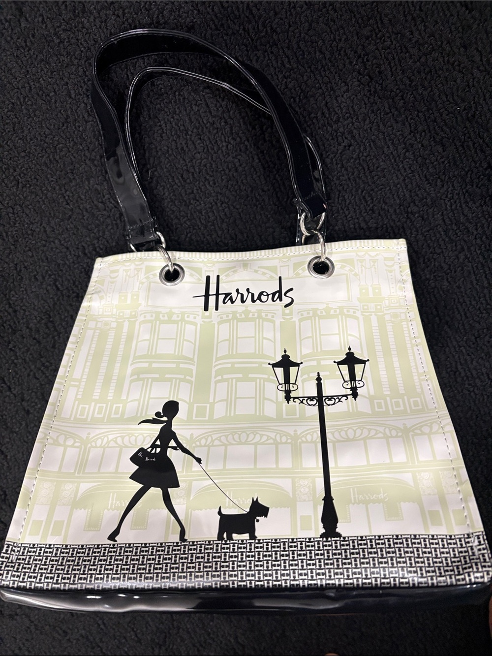 Harrods Cream, Lime & Black Cityscape Shopper Tote - Picture 8 of 8